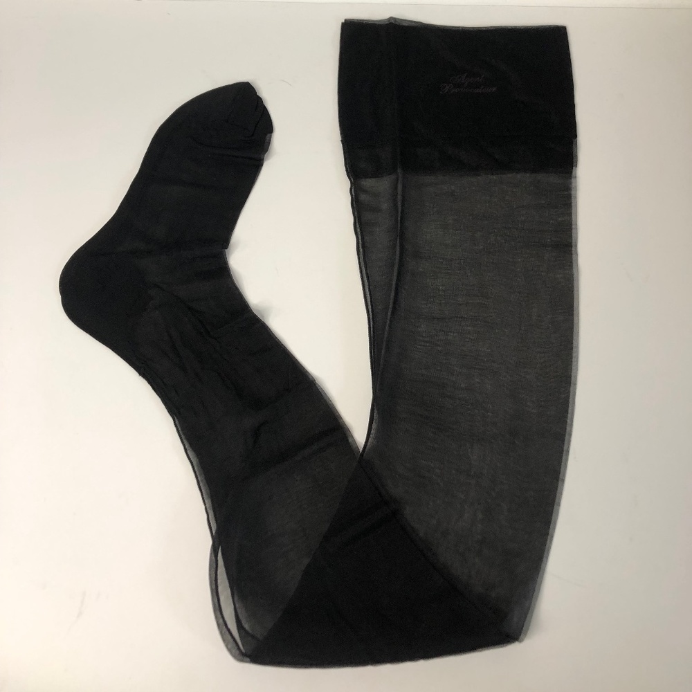 Agent Provocateur Black Semi-Sheer Solid Thigh High Stockings Size 2